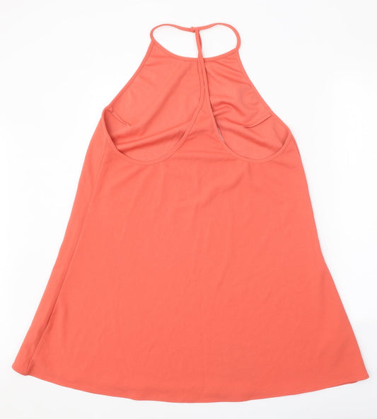 Mango Womens Orange Polyester Trapeze & Swing Size L Halter Snap