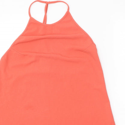 Mango Womens Orange Polyester Trapeze & Swing Size L Halter Snap
