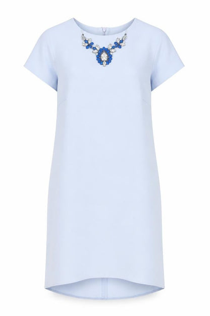 Atmosphere Womens Blue Polyester Shift Size 6 Boat Neck Zip