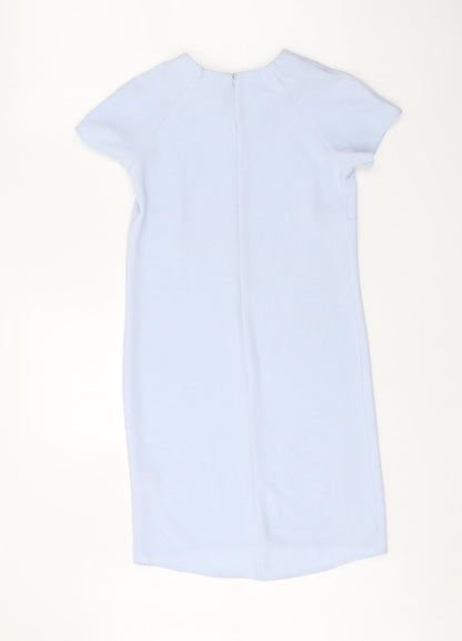 Atmosphere Womens Blue Polyester Shift Size 6 Boat Neck Zip