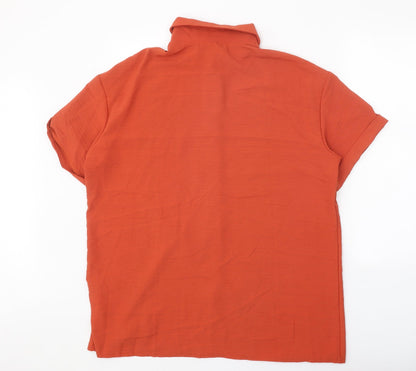 Womens UK Size XL Preworn Orange Basic Button-Up
