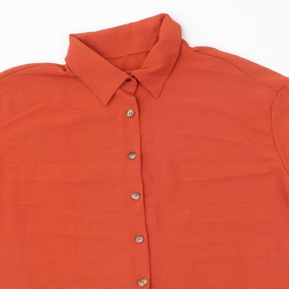 Womens UK Size XL Preworn Orange Basic Button-Up
