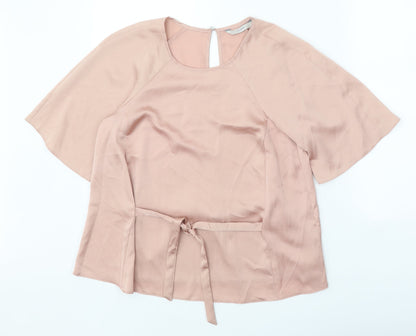 George Womens Pink Polyester Basic T-Shirt Size 10 Round Neck