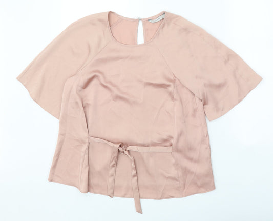 George Womens Pink Polyester Basic T-Shirt Size 10 Round Neck