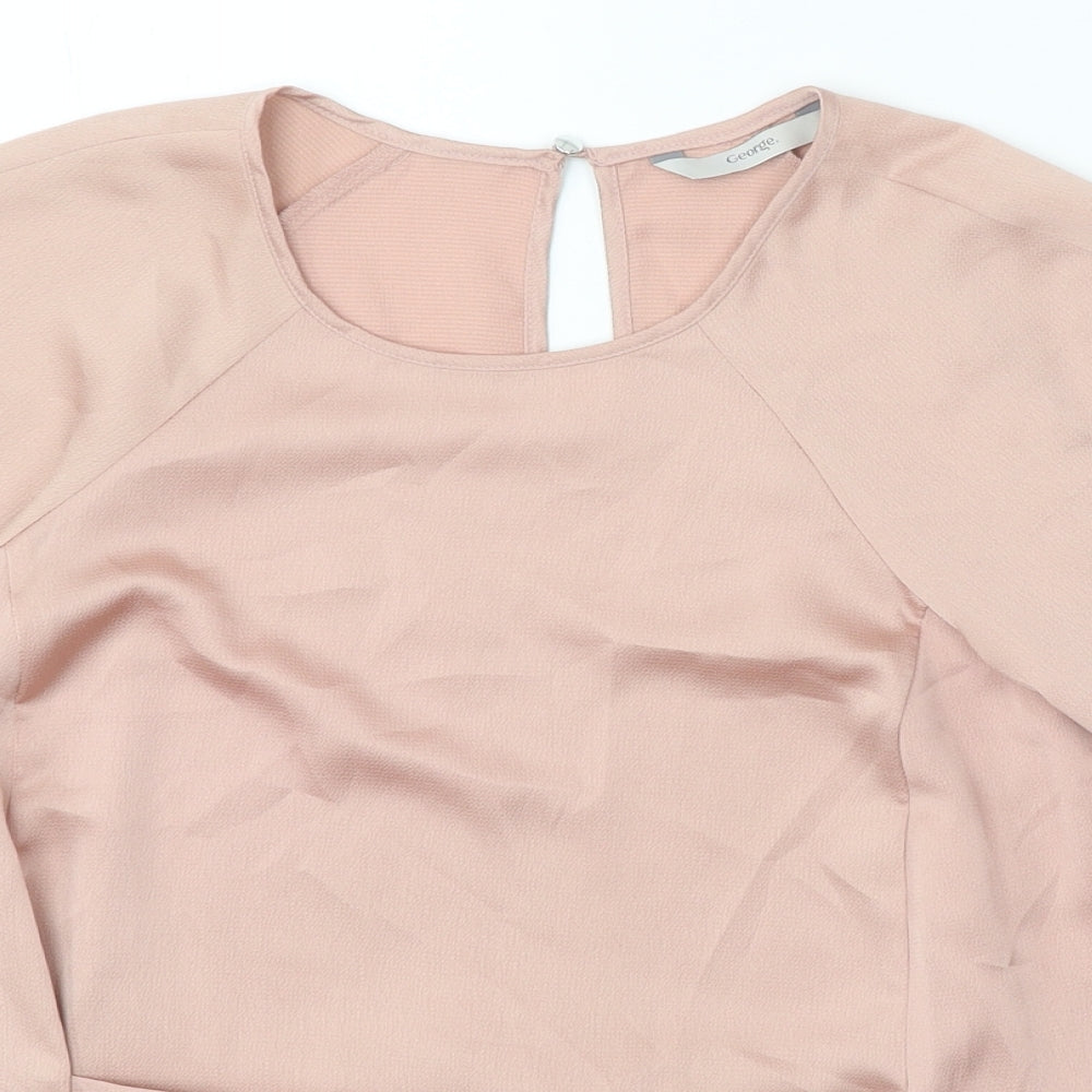 George Womens Pink Polyester Basic T-Shirt Size 10 Round Neck