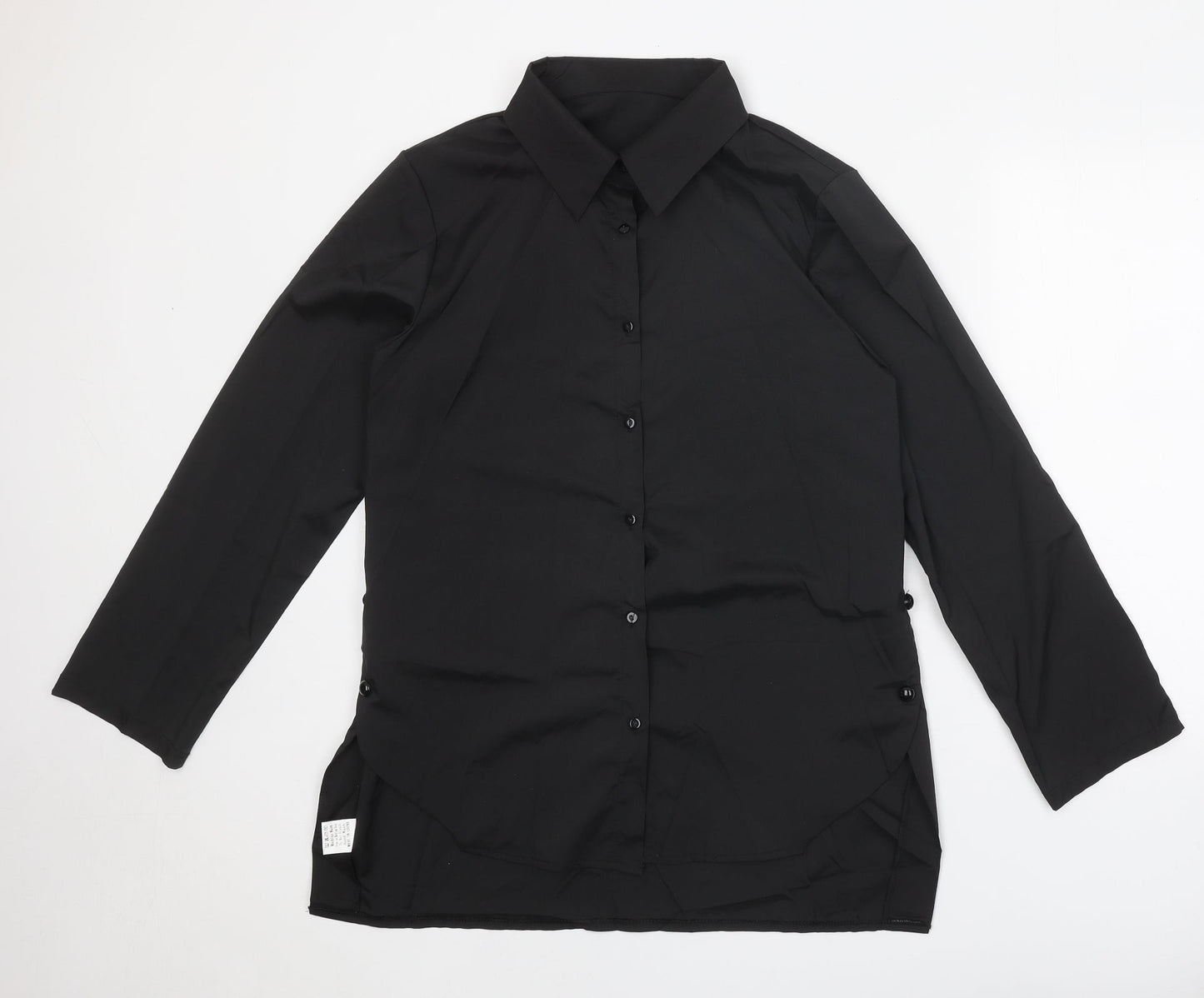 Womens UK Size XL Preworn Black Basic Button-Up