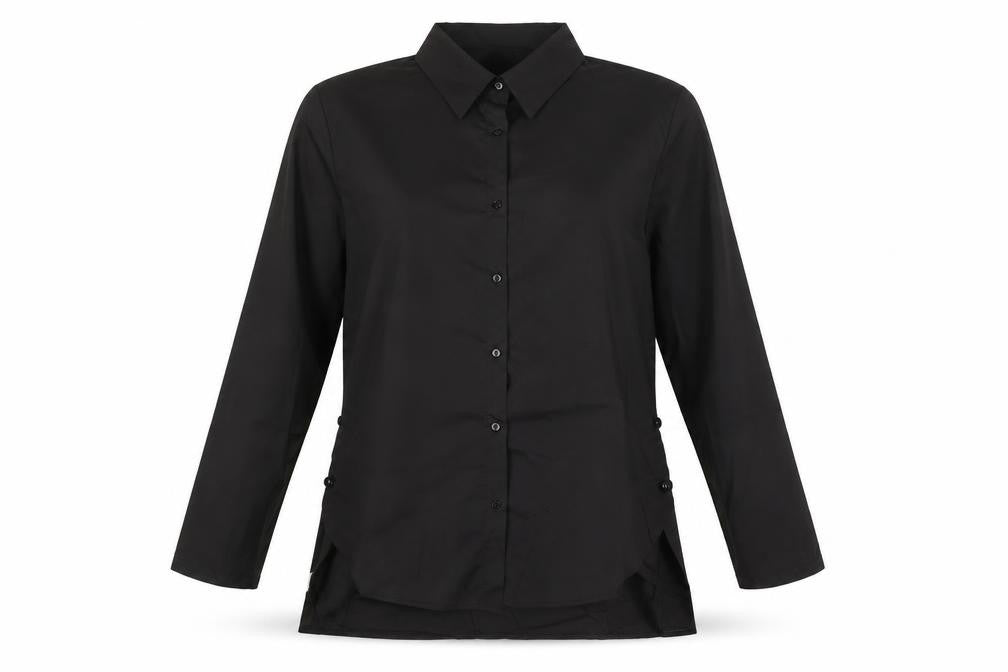 Womens UK Size XL Preworn Black Basic Button-Up