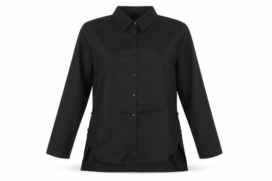 Womens UK Size XL Preworn Black Basic Button-Up