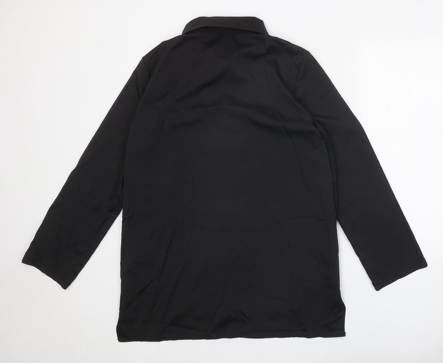 Womens UK Size XL Preworn Black Basic Button-Up