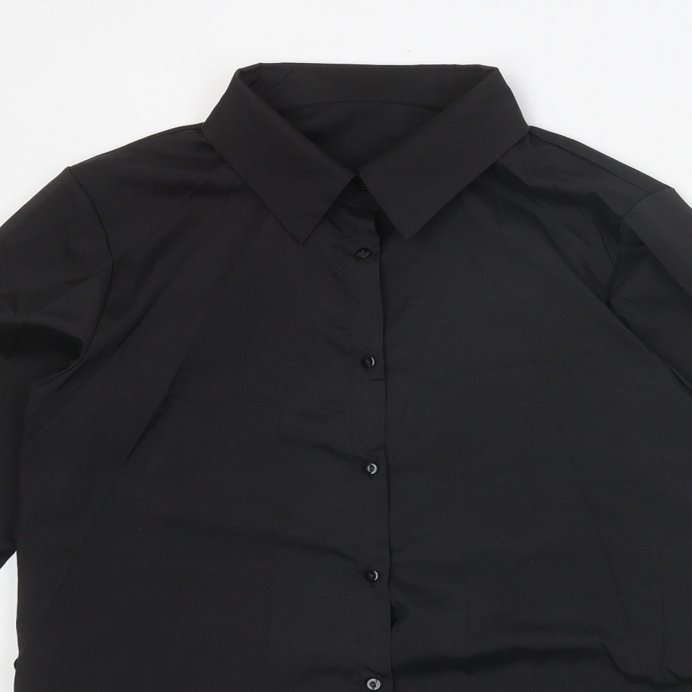 Womens UK Size XL Preworn Black Basic Button-Up