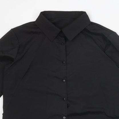 Womens UK Size XL Preworn Black Basic Button-Up