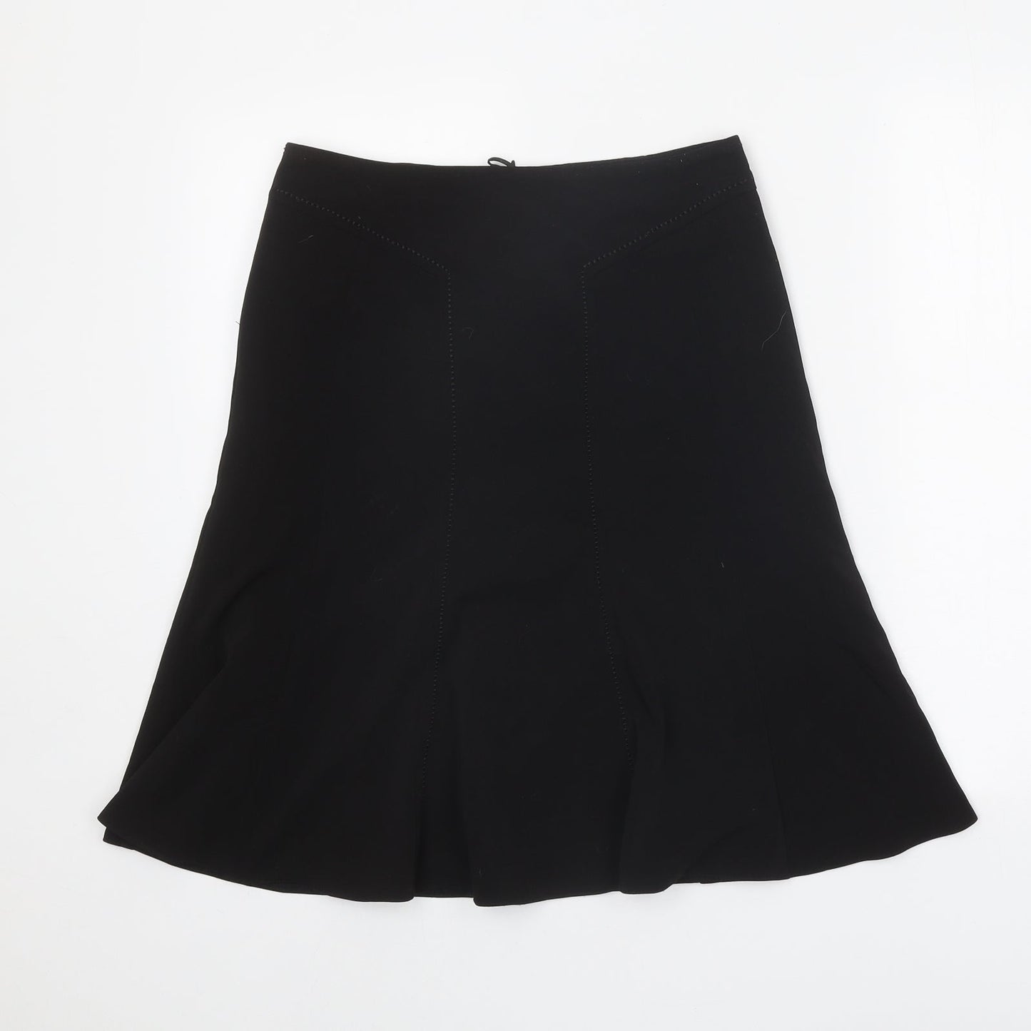 Marks and Spencer Womens Black Polyester Flare Skirt Size 8 Zip