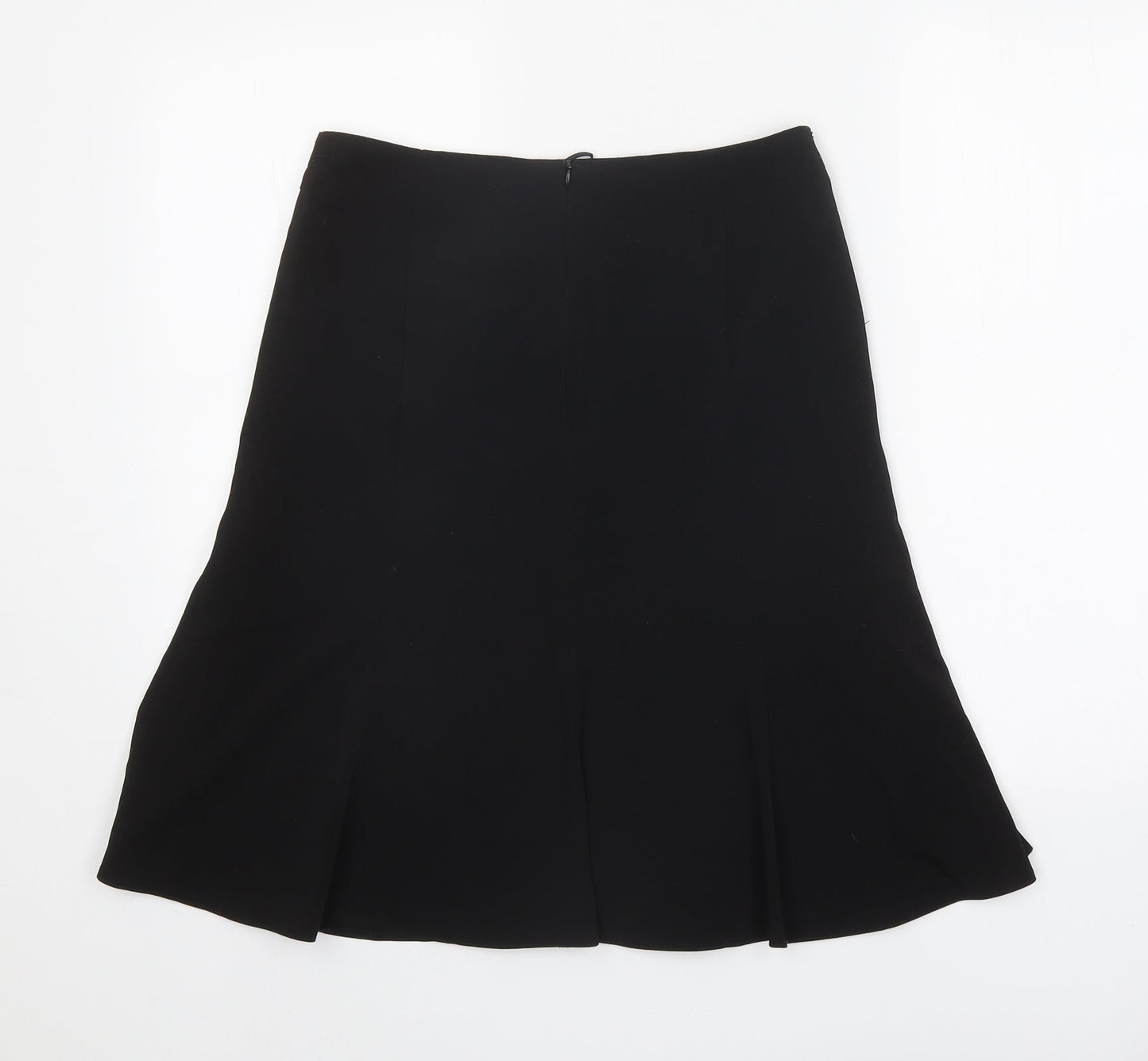 Marks and Spencer Womens Black Polyester Flare Skirt Size 8 Zip