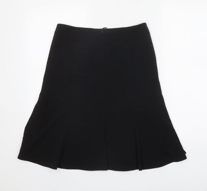 Marks and Spencer Womens Black Polyester Flare Skirt Size 8 Zip