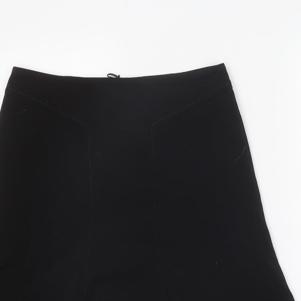 Marks and Spencer Womens Black Polyester Flare Skirt Size 8 Zip