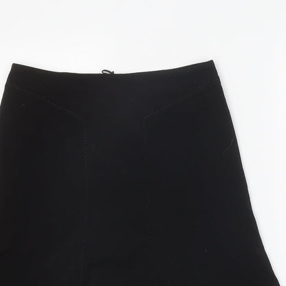 Marks and Spencer Womens Black Polyester Flare Skirt Size 8 Zip