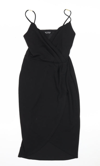 Miss Selfridge Womens Black Polyester A-Line Size 10 V-Neck Pullover