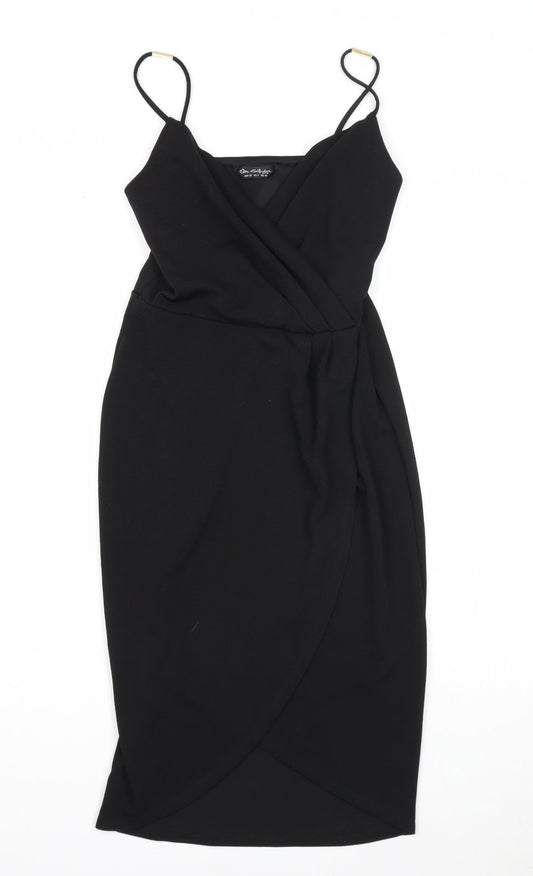 Miss Selfridge Womens Black Polyester A-Line Size 10 V-Neck Pullover