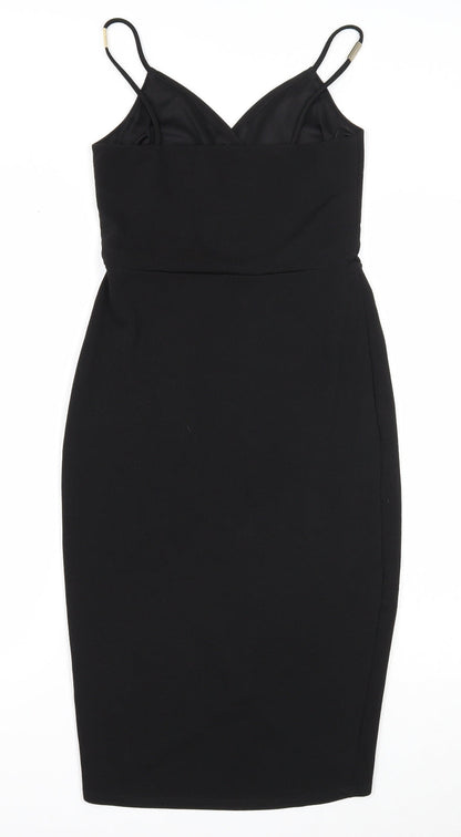 Miss Selfridge Womens Black Polyester A-Line Size 10 V-Neck Pullover