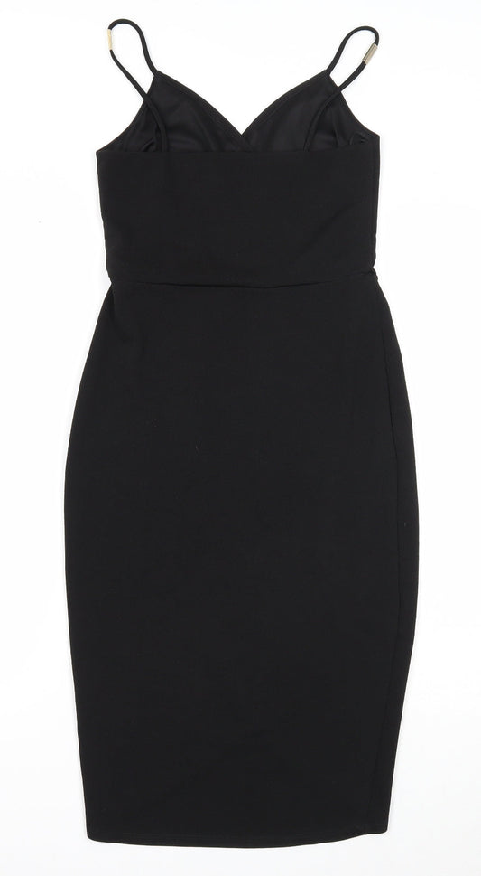 Miss Selfridge Womens Black Polyester A-Line Size 10 V-Neck Pullover