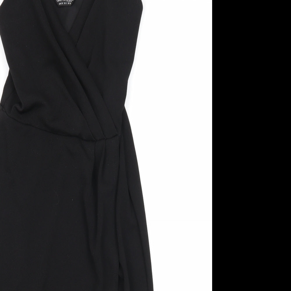 Miss Selfridge Womens Black Polyester A-Line Size 10 V-Neck Pullover