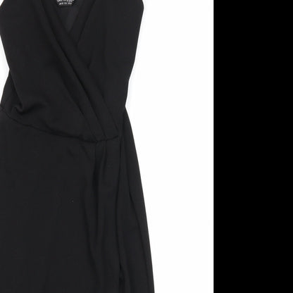 Miss Selfridge Womens Black Polyester A-Line Size 10 V-Neck Pullover