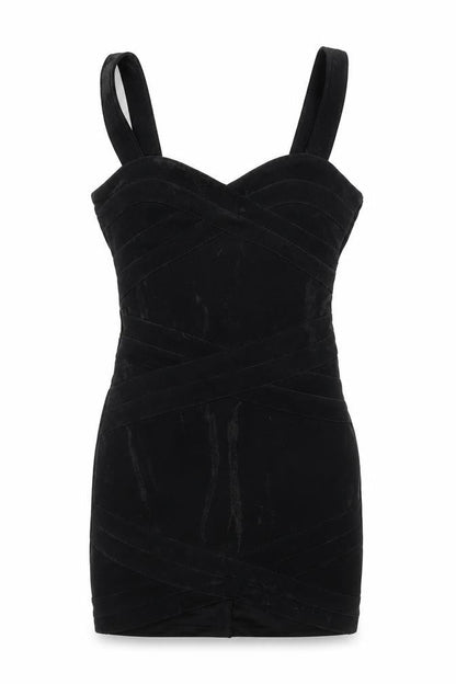 Divided Womens Black Polyester Bodycon Size 8 V-Neck Zip