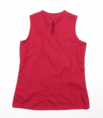 And Womens Red Lyocell Basic Tank Size 12 Round Neck