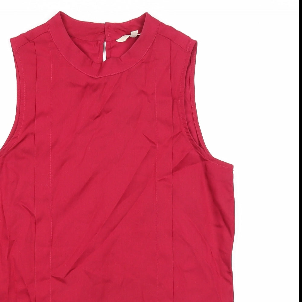 And Womens Red Lyocell Basic Tank Size 12 Round Neck