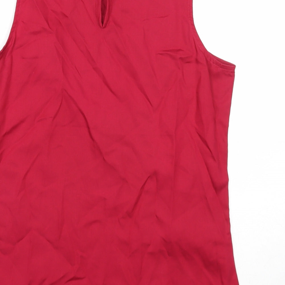 And Womens Red Lyocell Basic Tank Size 12 Round Neck