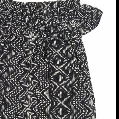 Atmosphere Womens Black Geometric Polyester Shift Size 14 Off the Shoulder Pullover