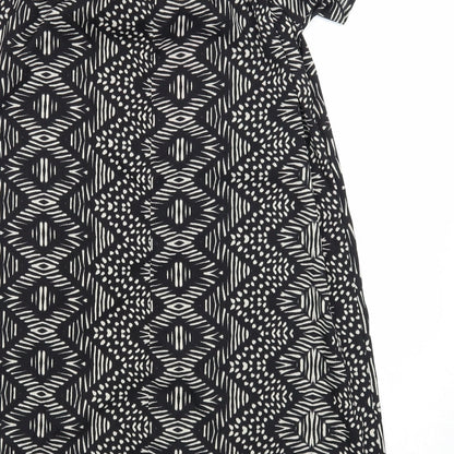 Atmosphere Womens Black Geometric Polyester Shift Size 14 Off the Shoulder Pullover