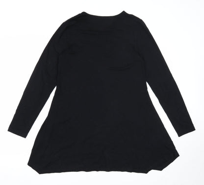 LAUREN VIDAL Womens Black Geometric Viscose Trapeze & Swing Size S Round Neck Pullover