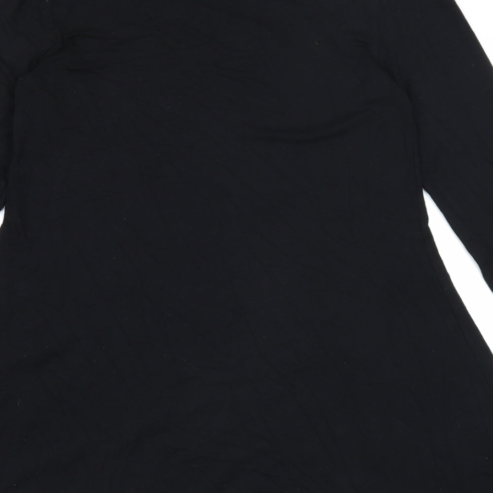 LAUREN VIDAL Womens Black Geometric Viscose Trapeze & Swing Size S Round Neck Pullover