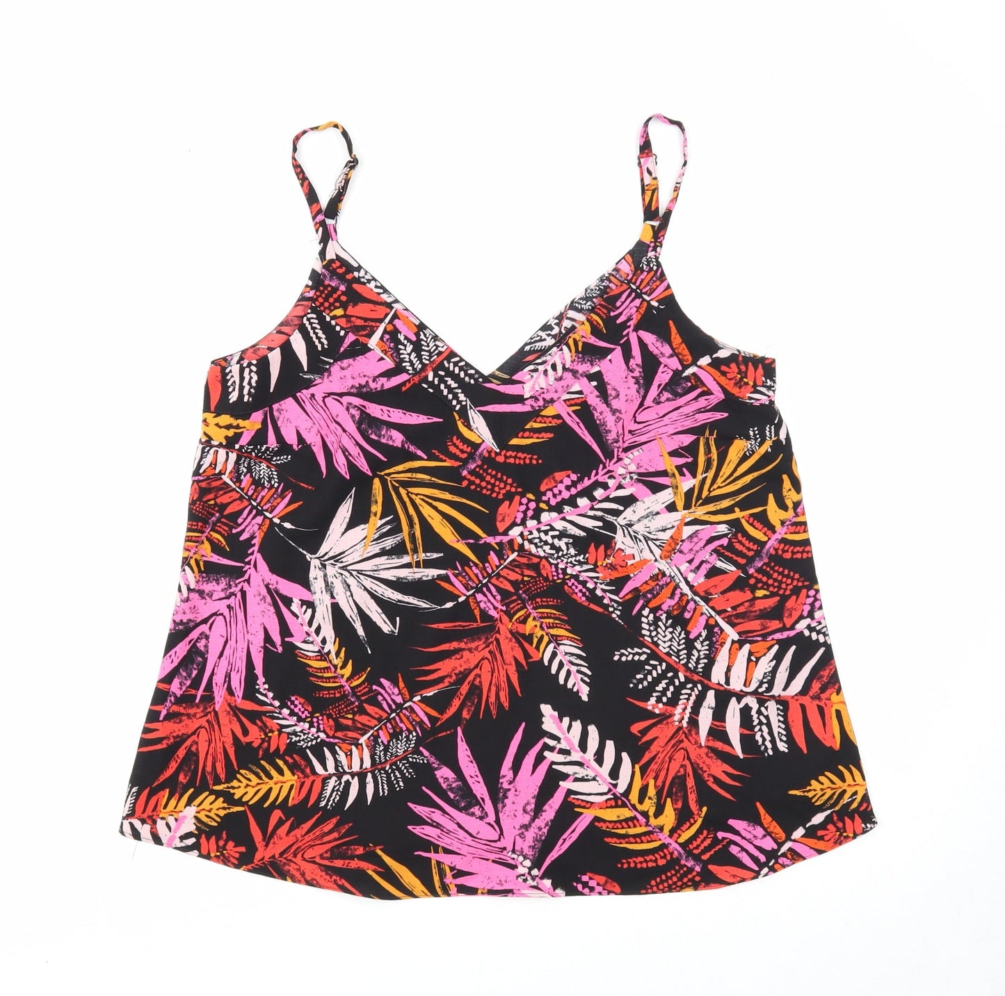 George Womens Black Geometric Polyester Camisole Tank Size 10 V-Neck