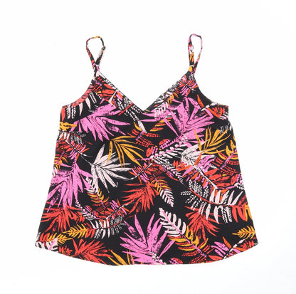 George Womens Black Geometric Polyester Camisole Tank Size 10 V-Neck