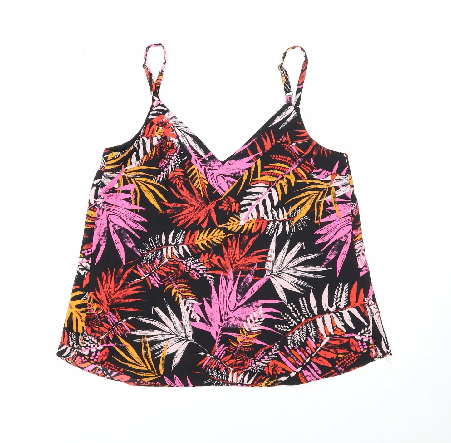 George Womens Black Geometric Polyester Camisole Tank Size 10 V-Neck