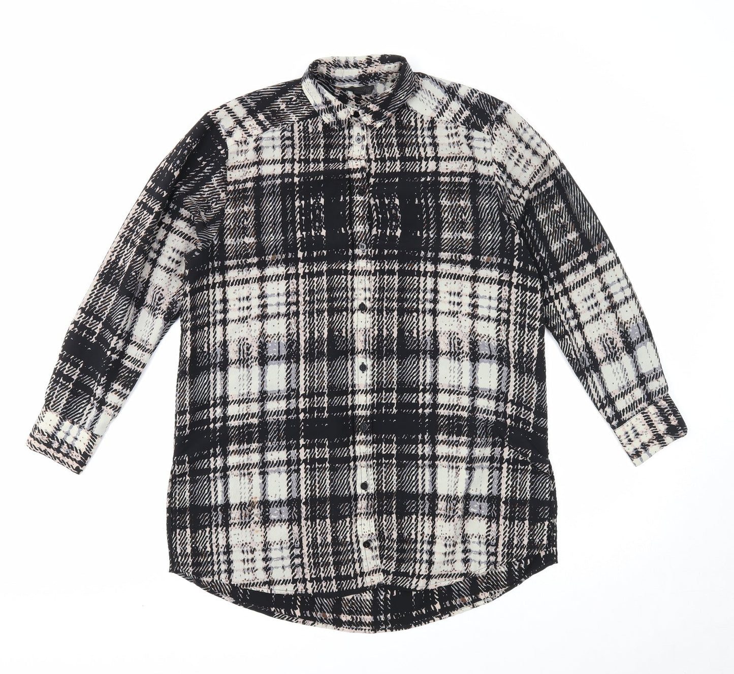 Womens UK Size 8 Topshop Black Basic Button-Up