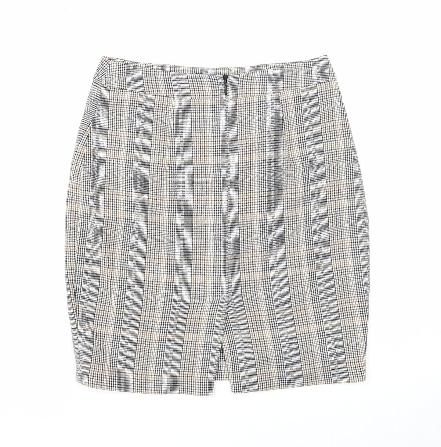 H&M Womens Multicoloured Plaid Polyester Straight & Pencil Skirt Size 8 Zip