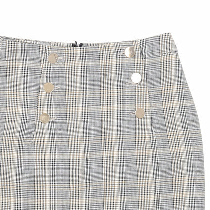 H&M Womens Multicoloured Plaid Polyester Straight & Pencil Skirt Size 8 Zip