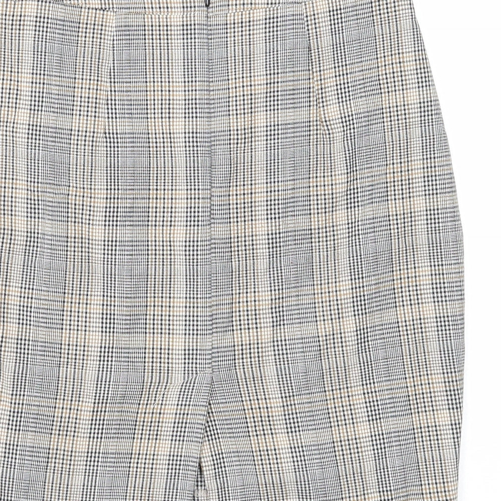 H&M Womens Multicoloured Plaid Polyester Straight & Pencil Skirt Size 8 Zip