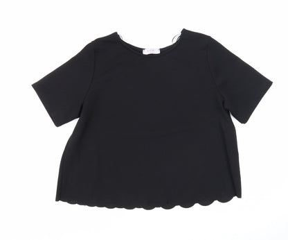 Womens UK Size 8 Blue Inc Black Basic Blouse