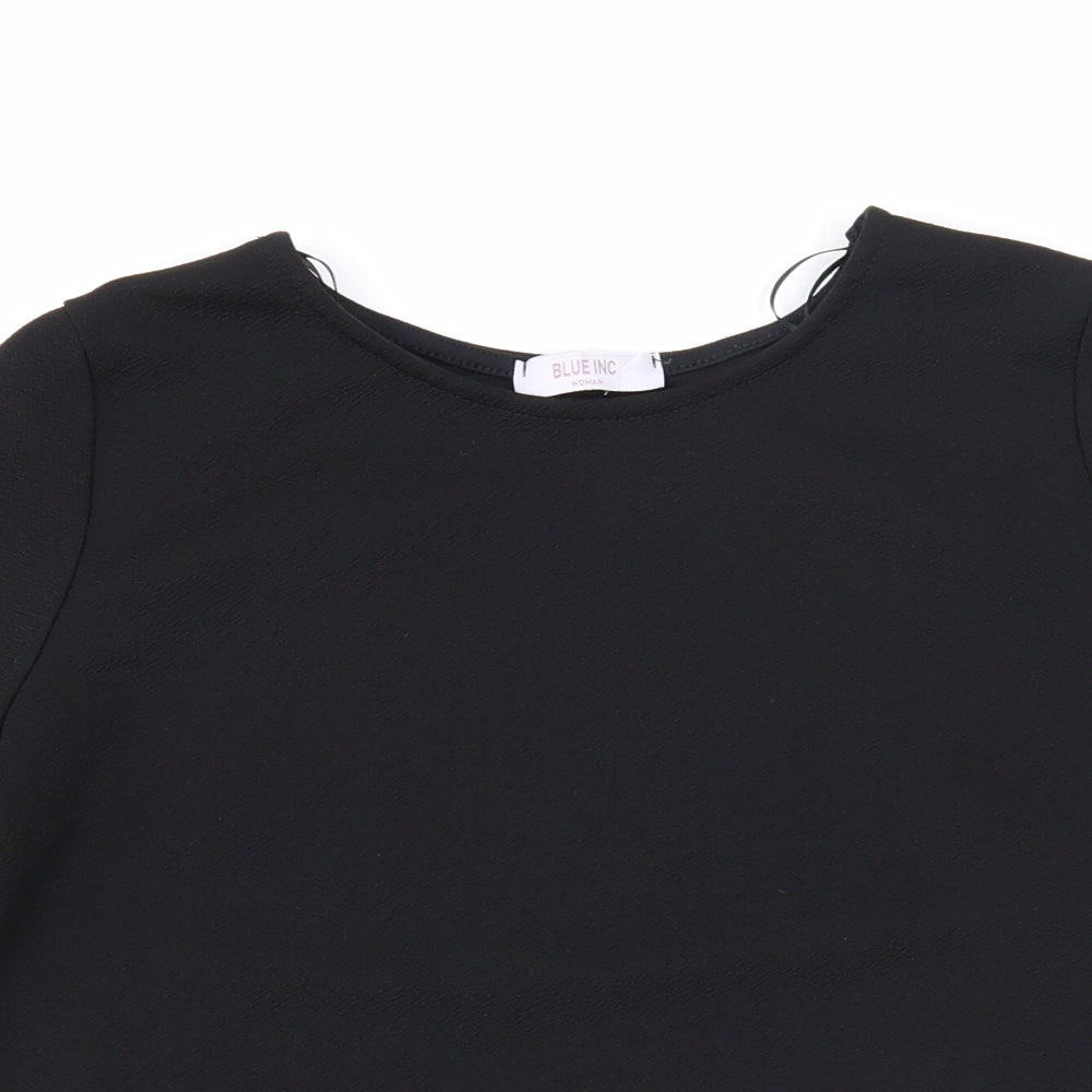 Womens UK Size 8 Blue Inc Black Basic Blouse