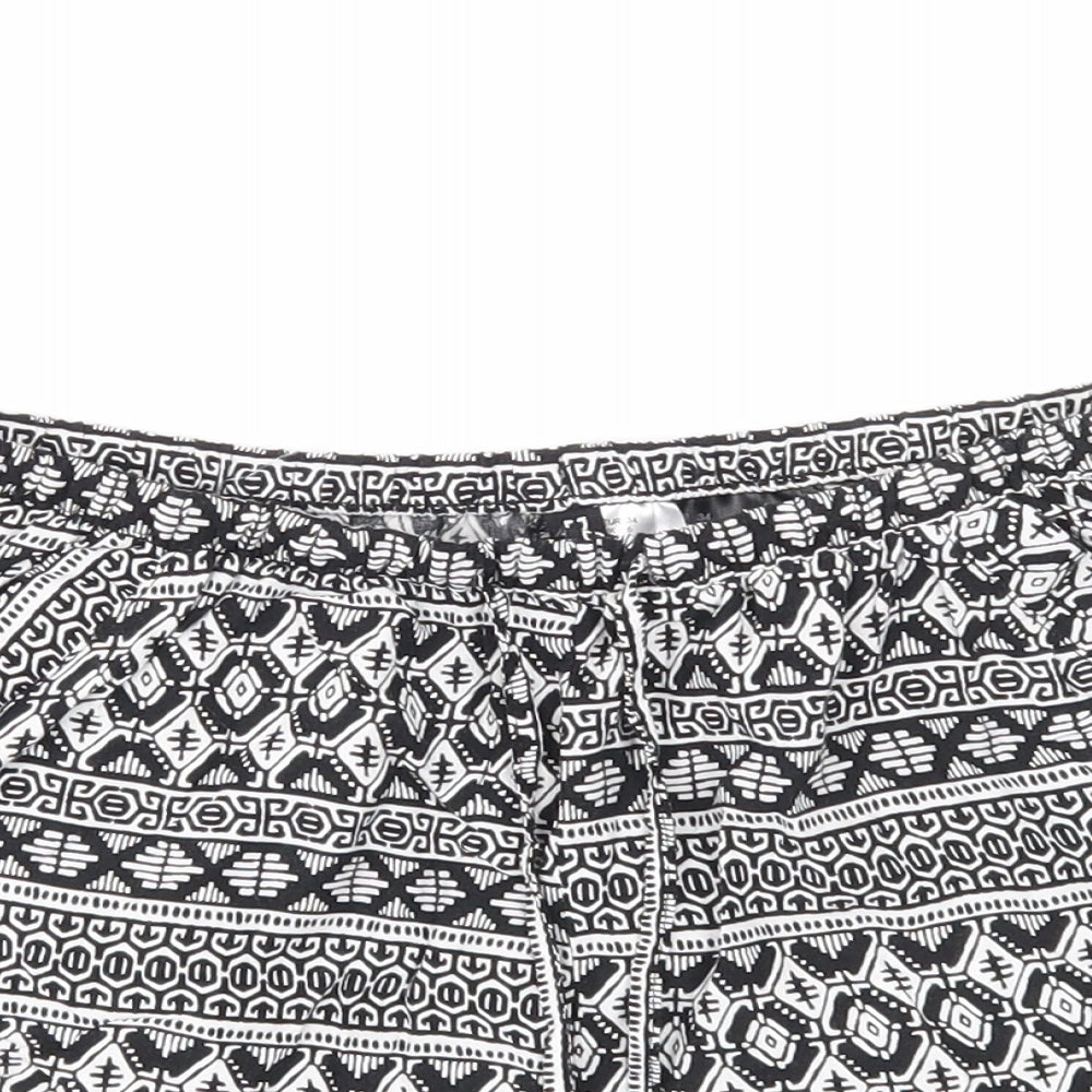 Divided Womens Black Geometric Viscose Skimmer Shorts Size 6 Regular Drawstring