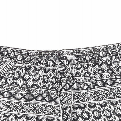 Divided Womens Black Geometric Viscose Skimmer Shorts Size 6 Regular Drawstring