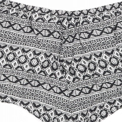 Divided Womens Black Geometric Viscose Skimmer Shorts Size 6 Regular Drawstring
