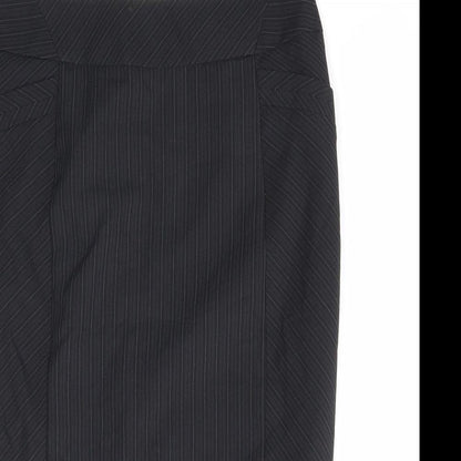Dorothy Perkins Womens Black Striped Polyester Straight & Pencil Skirt Size 10 Zip