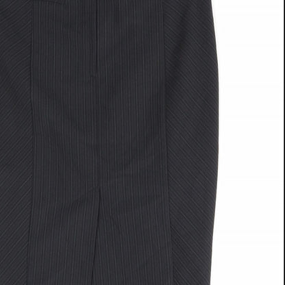 Dorothy Perkins Womens Black Striped Polyester Straight & Pencil Skirt Size 10 Zip