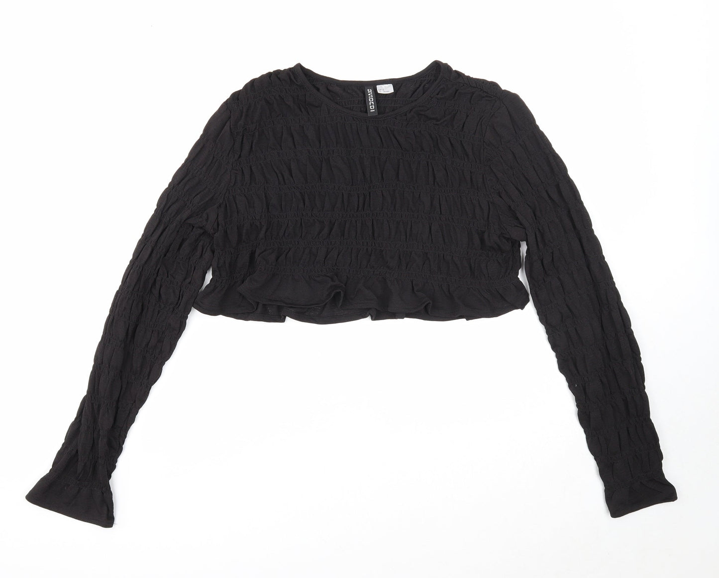 Womens UK Size M Divided Black Cropped T-Shirt