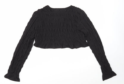 Womens UK Size M Divided Black Cropped T-Shirt